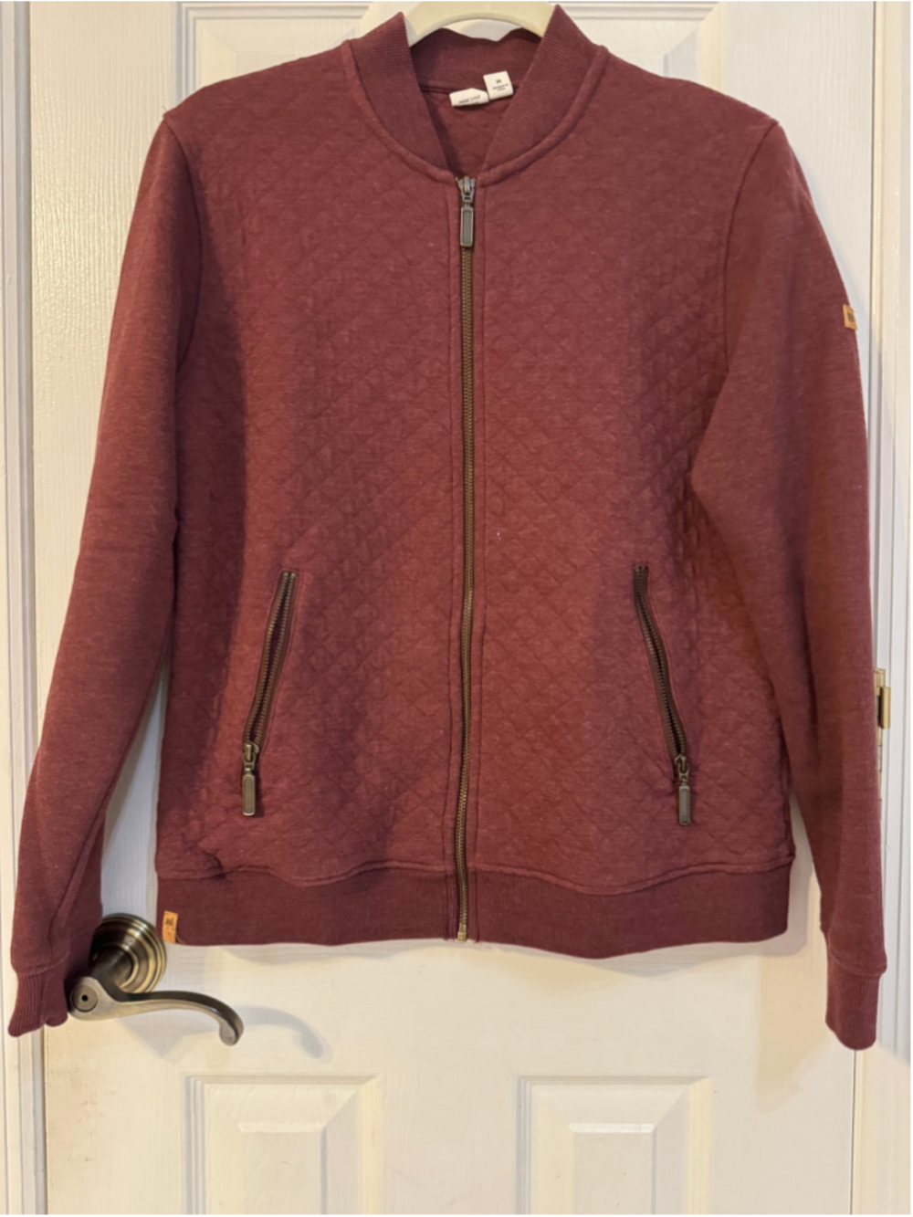 Women's Tentree Quilted Bomber Jacket Burgundy Size M